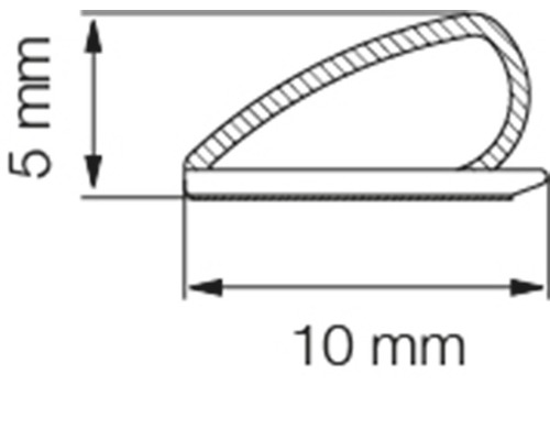 Technische Zeichnung eines Dichtungsprofils mit den Maßen 5 mm Höhe und 10 mm Breite