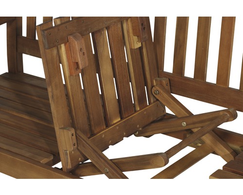 Vue détaillée d''un banc de jardin avec table pliante en bois