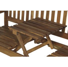 Banc de jardin avec table pliante en bois