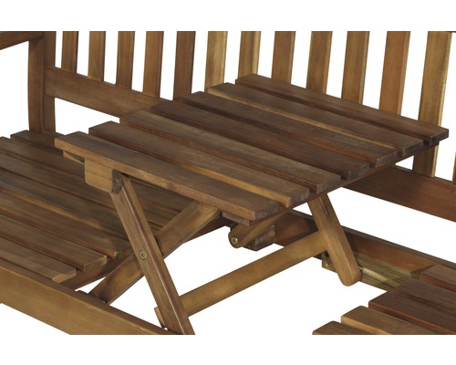 Banc de jardin avec table pliante en bois