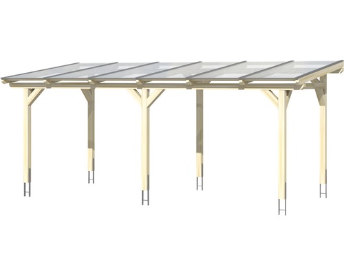 Carport en bois avec toit transparent