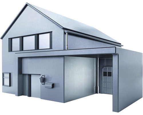 Hausmodell mit Garage und Regenrinne