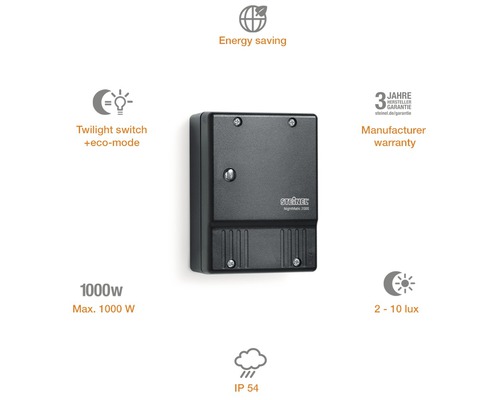 Steinel Nightmatic 2000 Lichtsensor mit Dämmerungsschalter und Eco-Modus, maximale Leistung 1000 Watt, IP 54