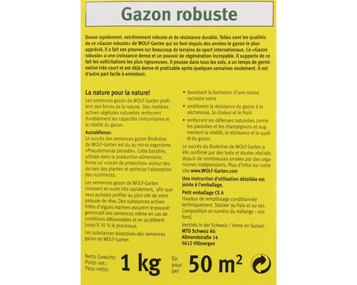 Semences de gazon WOLF-Garten Gazon à usage intensif Loretta LJ 50 1 kg