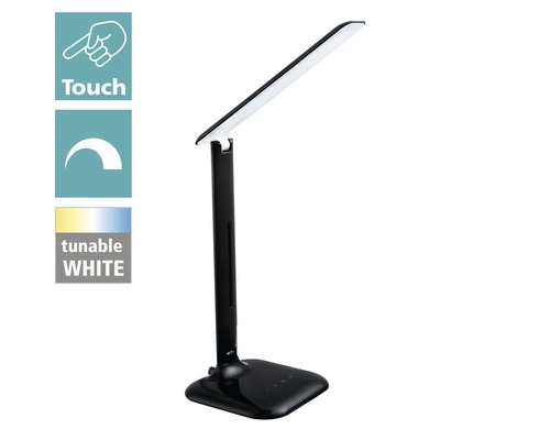 Lampe de bureau LED noire avec fonction tactile et couleur de lumière réglable