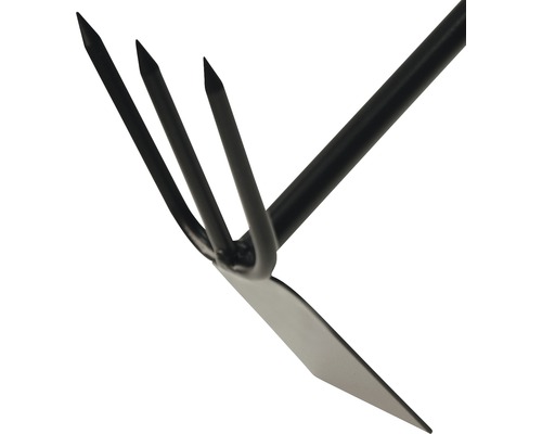 Gartengerät mit vier Zinken und einem Blatt zur Bodenbearbeitung