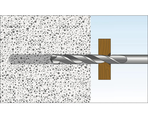 Illustration einer Bohrmaschine beim Bohren in eine Wand