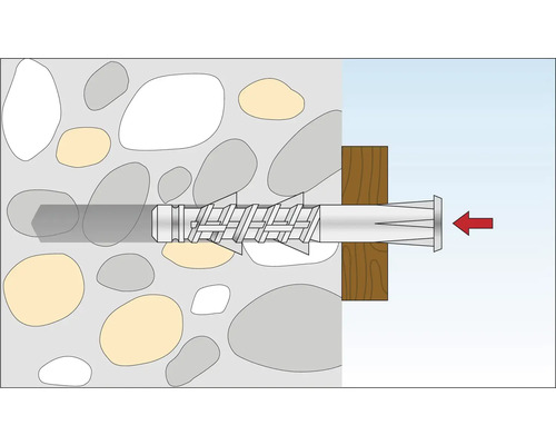Illustration einer Dübelbefestigung in einer Wand