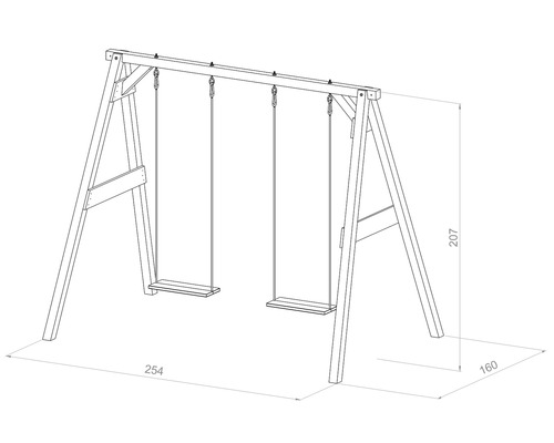 Image d''une balançoire en bois avec dimensions