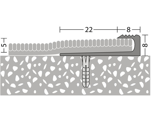 Illustration d''un profil de moquette avec les dimensions