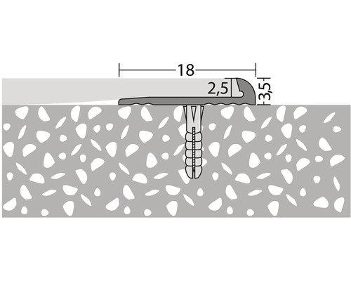 Illustration d''un profilé de transition avec instructions de montage et dimensions