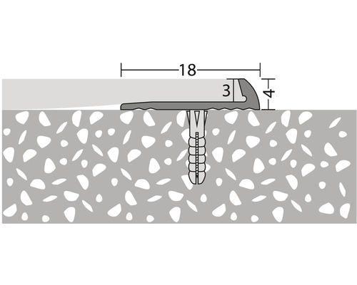 Profilé de fixation avec cheville et indications de dimensions