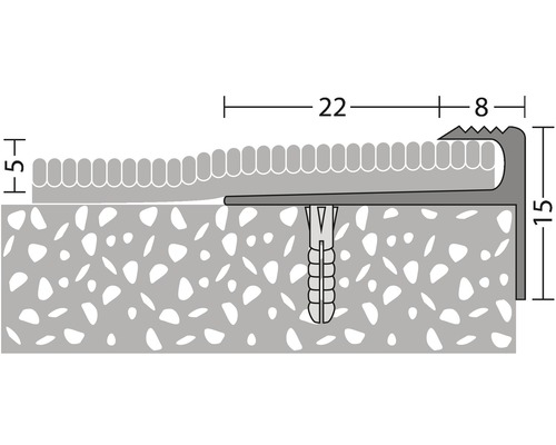 Illustration eines Treppenkantenprofils mit Massen für Heimwerker.