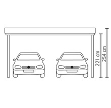 Carport pour deux véhicules SKAN HOLZ Friesland 557x708 cm, toit aluminium, imprégné par immersion