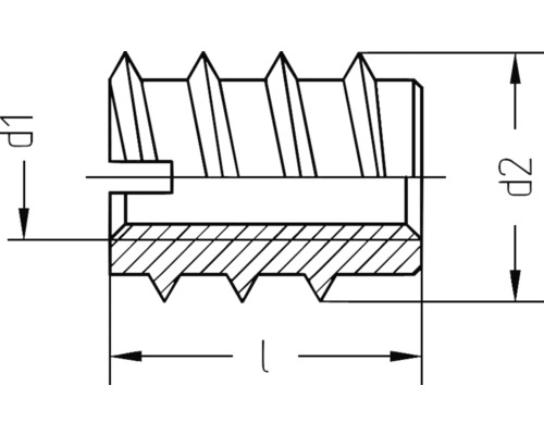 Dessin technique d''une douille filetée avec indications de dimensions