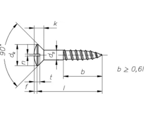 Technische Zeichnung einer Schraube mit Maßangaben