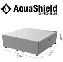 Schutzhülle für Gartenmöbel mit den Maßen 300 mal 300 mal 70 Zentimeter