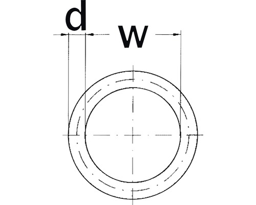 Schéma d''un tube avec diamètre (d) et épaisseur de paroi (w)