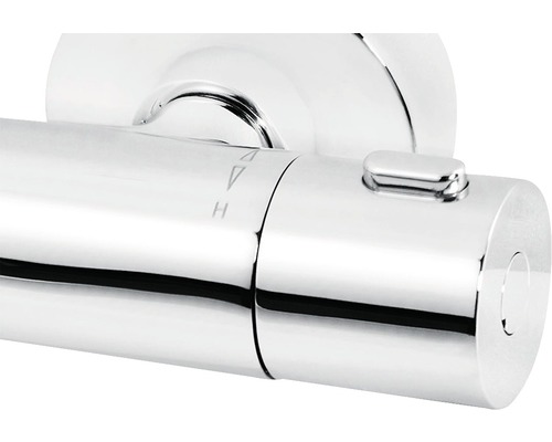 Vue détaillée d''un robinet thermostatique avec régulateur de température et verrouillage de sécurité