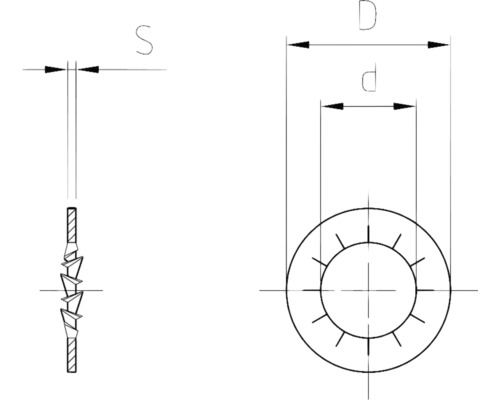 Dessin technique d''une rondelle de blocage avec indications de dimensions