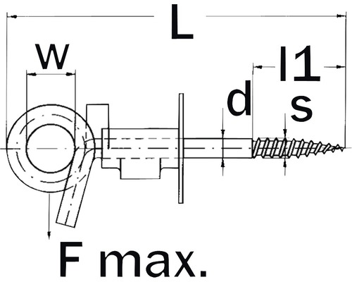 Dessin technique d''un boulon à œil avec indications de dimensions