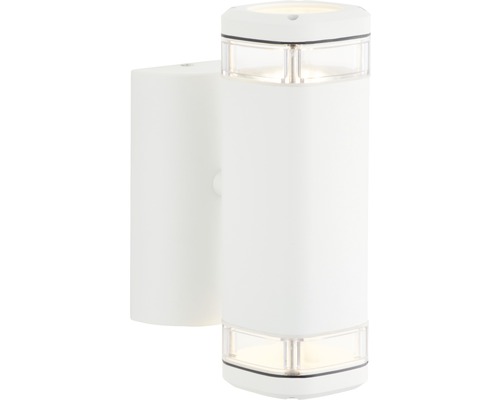 Weisse Wandleuchte für den Aussenbereich mit zwei Leuchten