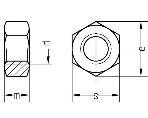 Dessin technique d''un écrou borgne avec indications de dimensions