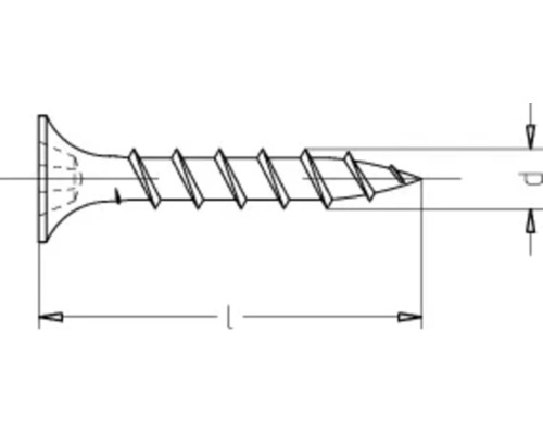 Technische Zeichnung einer Schraube mit Senkkopf