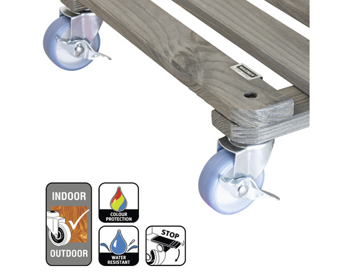 Rollbrett aus Holz mit Rollen für den Innen- und Außenbereich, Farbechtheit, wasserabweisend und Stoppfunktion