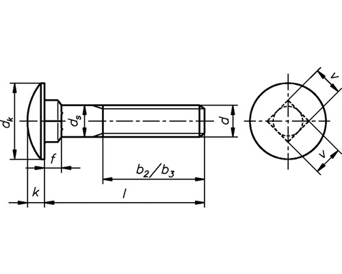 Dessin technique d''une tête de vis de charrue avec dimensions