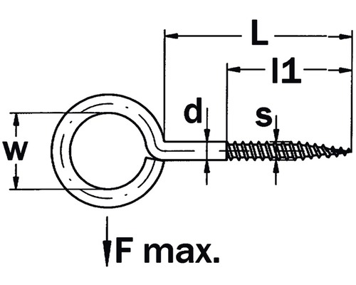 Schéma technique d''un piton à vis avec indications de dimensions