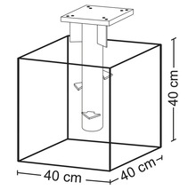 Schemazeichnung eines Kratzbaums mit den Maßen 40 x 40 x 40 Zentimeter.