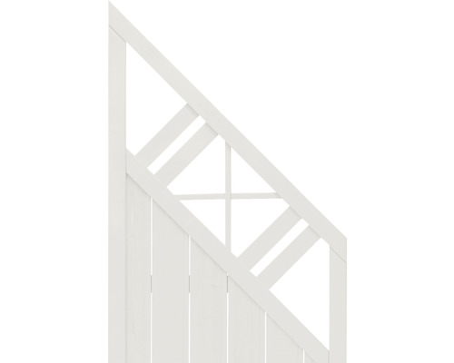 Vue détaillée d''un élément de clôture de jardin blanc avec treillis décoratif