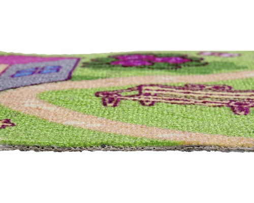 Teppich mit Motiv aus Haus, Auto und Blumen