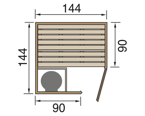 Plan d''une sauna avec dimensions