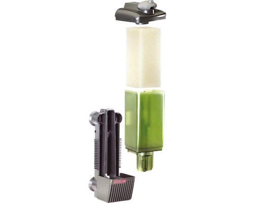 Filtre intérieur pour aquariums avec masses filtrantes et tête de pompe