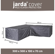 Graue Schutzhülle für Ecklounge, Abmessungen 300 x 300 x 100 x 70 cm