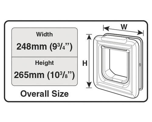 Dimensions d''une chatière: 248 mm de large et 265 mm de haut.