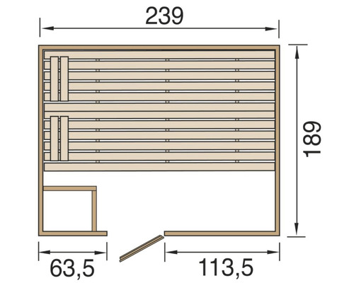 Plan d''une sauna avec dimensions