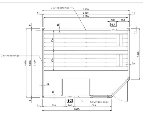 Technische Zeichnung mit Maßangaben