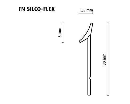Dessin technique d''un profilé FN Silco-Flex avec indications de dimensions