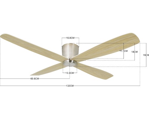 Deckenventilator mit Abmessungen