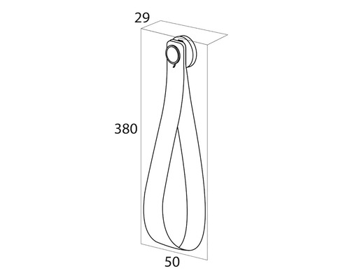 Dessin d''une poignée de meuble avec les dimensions 29, 380 et 50 millimètres.
