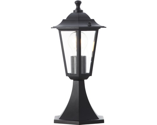 Schwarze Sockelleuchte mit Glühbirne