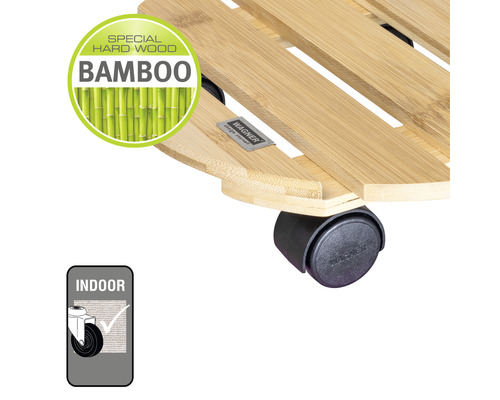 Support à plantes en bambou avec roulettes pour l''intérieur