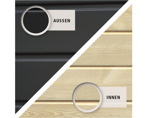 Holzfassade mit Ansicht der Aussen- und Innenseite