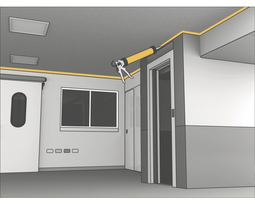 Illustration d''un intérieur avec un pistolet à calfeutrer pour sceller les coins et les bords