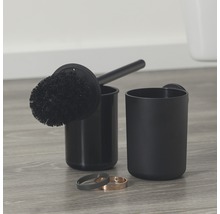 Brosse de toilette noire avec support et gobelet à brosse à dents pour montage mural