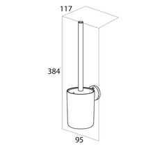 Dessin technique d''une brosse de toilette murale avec dimensions
