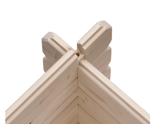 Vue détaillée de l''assemblage d''angle d''une maison en madriers
